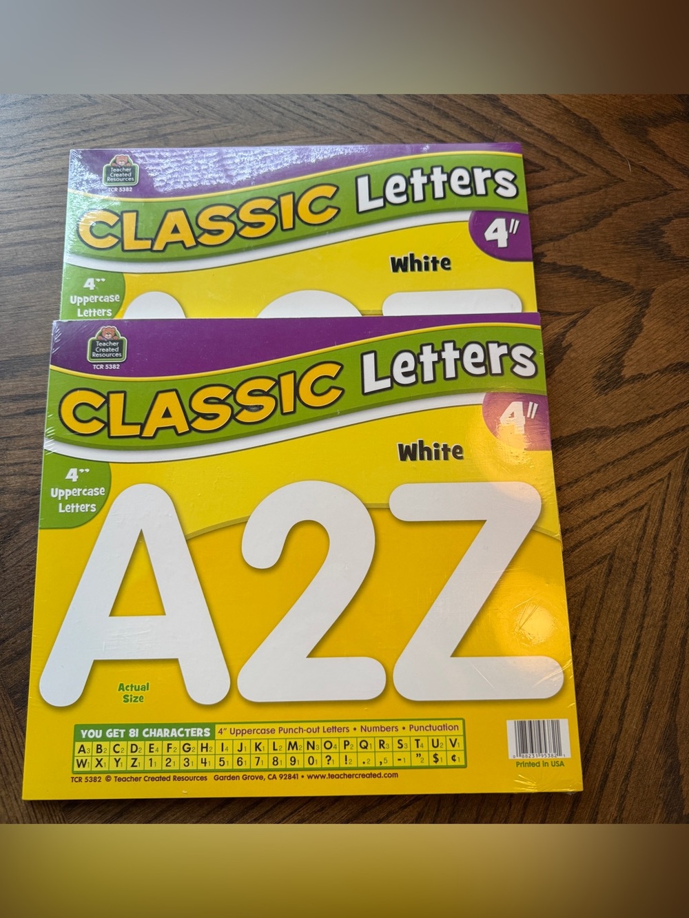 Teacher Created Resources 4” White Letters A-Z Classroom Bulletin Board 2 Packs